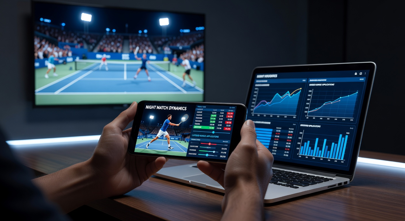 Detailansicht einer mobilen Wett-App mit aktivierten Bonus-Stufen während eines Tennis-Nachtspiels